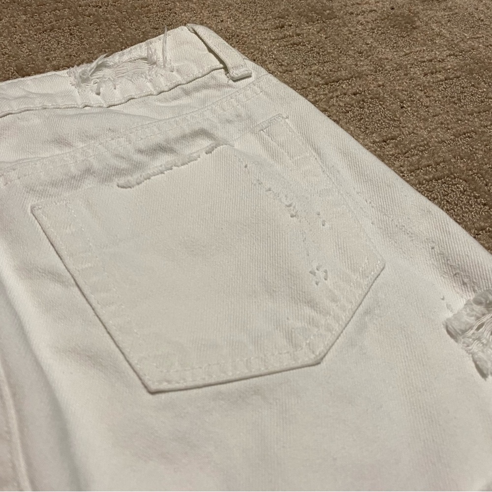 {LITZ} White Distressed Frayed Hem Denim Mini Skirt ~ Size Small - Picture 5 of 16